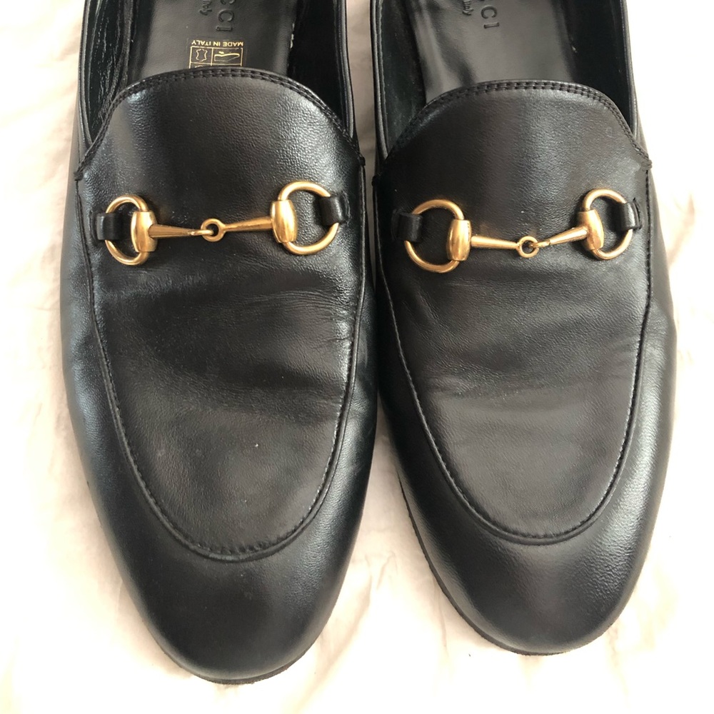 GUCCI  - WOMEN’S BRIXTON LEATHER HORSEBIT LOAFERS SIZE 38 BLACK